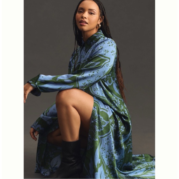 ❌Sold - Anthropologie Long-Sleeve Printed Shirt Dress Corey Lynn Calter - Picture 2 of 15